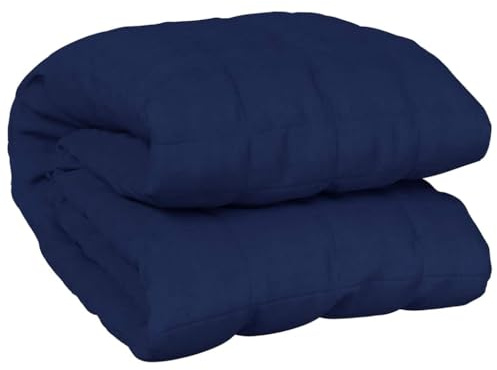 vidaXL Manta con Peso Tela Azul 220x260 cm 15 kg, Manta, Manta de edredón, Manta calmante, Ropa de Cama, Manta con Peso para la ansiedad