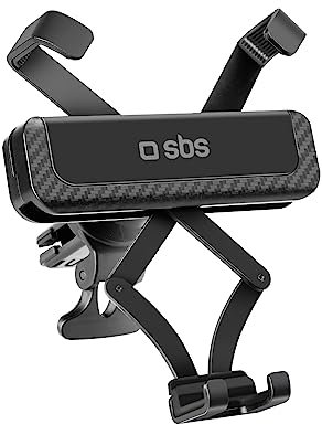 SBS Portacellulare con Chiusura Automatica a Gravità, Supporto Porta Telefono da Auto per Bocchette d'Areazione, con spacer per alta stabilità