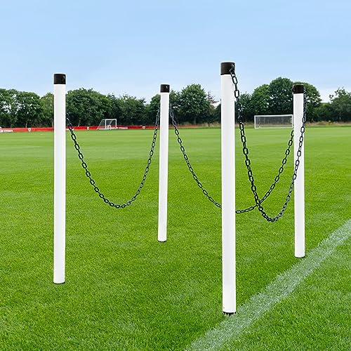 FORZA Crowd Barrier Post & Chain Set - Freestanding or Ground Spike | 5 Colours Available | 6mm or 8 mm (Ground Spike | 8mm, White Post & Black Chain)