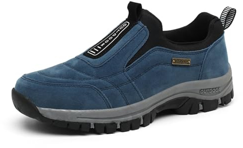ACosySch Zapatos ortopédicos para hombre, extraanchos, antideslizantes, con soporte para el arco del pie, zapatos ligeros para exteriores, zapatos de trabajo ligeros, azul, 42 EU