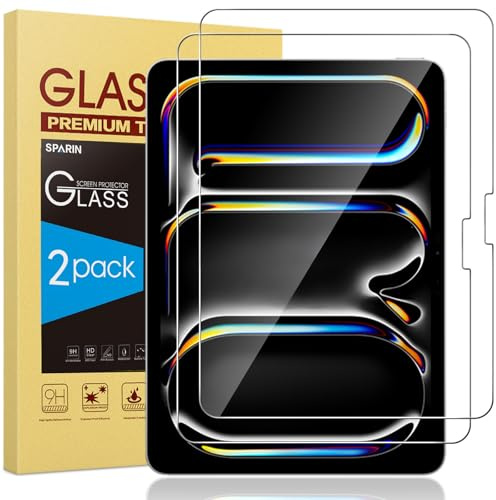 SPARIN Screen Protector for iPad Pro 13 inch M4/M5(2025/2024), 2 Pack Tempered Glass Film for iPad Pro 13 Screen Protector, Scratch Resistant