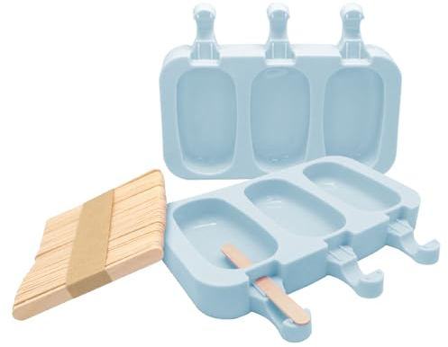 NERTHUS FIH 1299 Stampi in Silicone per Gelato con 50 Bastoncini di Legno, Realizzati in Silicone, Dolci Fatti in Casa Facili e Divertenti