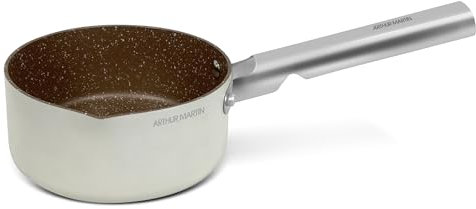 ARTHUR MARTIN, Casserole 18 cm Grand Chef, Aluminium forgé, revêtement anti adhérent, poignées et anses en acier rivet, Tous feux dont induction, Compatible Lave Vaisselle, Crème