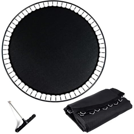 FSDIYU Tappeto Elastico Telo Ricambio Trampolino, Tappetino da Salto a Molla di Sicurezza Resistente ai Raggi UV Altamente Elastico Resistente all'Acqua da 14 Piedi, 14FT(88 Buckle),Black