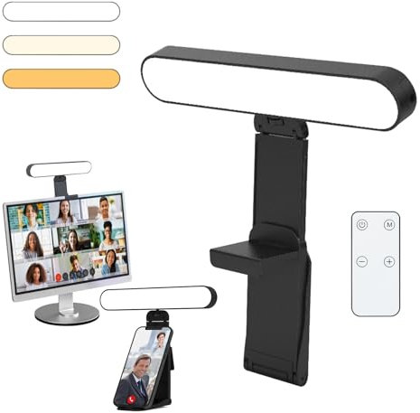 SMOCTAR Video Conference Light for laptop & phone, Desk Ring Light with Stand, Zoom Meeting Light for Video Calls Selfie Makeup PC Webcam, Live Streaming Light with Remote Control