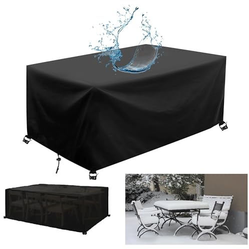 AJALGZ Gartentisch Abdeckung 200x100cm Abdeckung Gartenmöbel Winterfest Schutzhülle für Gartenmöbel 200x100x75cm/LxBxH Palettenmöbel Gartenstuhl Wasserdicht Abdeckplane