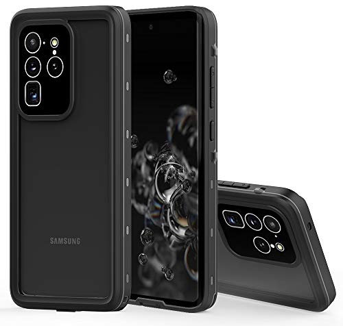 LEMAXELERS Waterproof Phone Case for Samsung S20 Ultra Cover Full body Case Shockproof Built in Screen protector Heavy Duty Front and Back case Underwater Hard Case for Galaxy S20 Ultra Black FSK