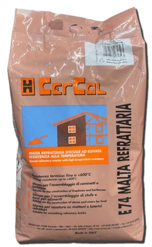 MASTERBRICO Cemento Refrattario Alta Temperatura 5 kg Grigio – Malta Resistente Fino a 600°C per Forni a Legna, Barbecue, Caminetti, Stufe – Pronto all’Uso per Lavori in Muratura
