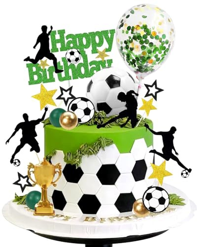 31 Piezas Decoración de Pastel para Tartas de Fútbol,Decoración de Cumpleaños para Niños,Adornos Topper de Futbol de Cupcakes para Tartas Cumpleaños para Niños,Hombres,Suministros de Fiesta