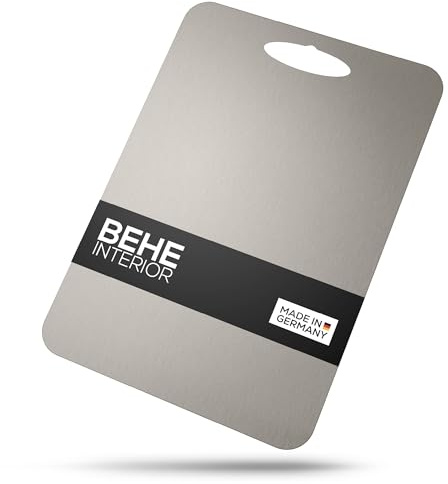 BEHE tagliere in acciaio inox, prodotto in Germania, igienico, antiscivolo per cucina, per alimenti, antibatterico e senza BPA (set da 1 pezzo con manico)