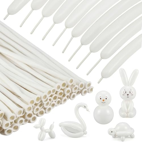 100 palloncini modellabili lunghi 260Q, in lattice, bianchi, a forma di animali, per compleanni, matrimoni, decorazioni per feste