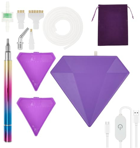 Deuson Penna elettrica per diamond painting, ricaricabile, con punta e accessori per la pittura dei vassoi, senza cera, artigianato fai da te (stile 3)