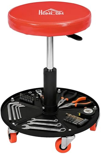 HOMCOM Tabouret Roulant d'atelier avec Rotation à 360°, Orange