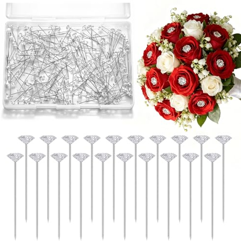 200 stycken stift med stort huvud, stift sy långa nålar med huvud 3,8 cm diamant quiltningsnålar systift för bröllop, skrädderi, brudsmycken, gör-det-själv, blomdekoration