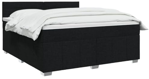 vidaXL Lit boxspring avec Matelas Noir 180 x 200 cm Tissu