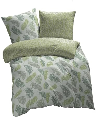 etérea Bettwäsche 135x200 Baumwolle 4tlg. Bettwäsche-Sets - Philou Grün - Reißverschluss, Renforcé, Fachhandel,Oekotex Made in Green - 135x200cm und Kissenbezug 80x80cm