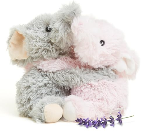 warmies Hugs Duo, Microwavable & Weighted Stuffed Animals, Elephant - Heated Stuffed Animal Plushie for Warmth & Comfort - Cute Soft Plush Toys for Adults & Children (Boys, Girls, Babies & Toddlers)