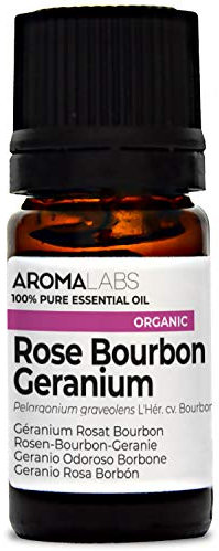 Geranio Rosato Bourbon BIO (Pelargonium graveolens - Bourbon) - 5 mL - Olio Essenziale Chemiotipizzato e Certificato AB - Aroma Labs - Made in France