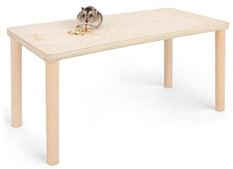 Niteangel Plateforme en bois pour hamster pour mettre de la nourriture de petits animaux, une bouteille d'eau et d'autres accessoires de cage (rectangulaire, 17,8 cm de hauteur)