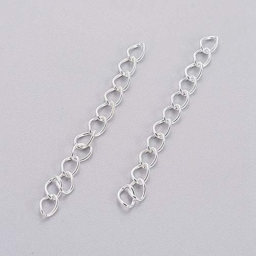 Perlin 100 fili di metallo per collana, cavigliera, bracciale, catena a maglia barbazzale, 5,5 x 3,5 mm (argento)