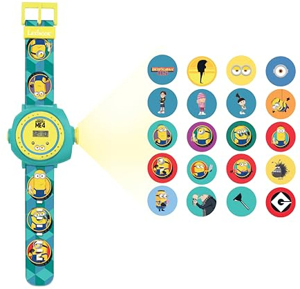 Lexibook, Despicable Me, Minions, Orologio da proiezione regolabile con schermo digitale, 20 immagini dei Minions, per bambini, blu/giallo, DMW050DES