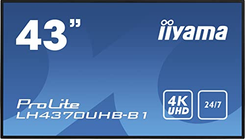 Iiyama Prolite LH4370UHB-B1 - Reproductor Multimedia (108 cm (42,5, Pantalla de señalización Digital, VA, Panel LED, 4K UHD (HDMI, USB2.0, RS-232c, RJ45), Android OS, 24/7, 700 CD/m², Negro