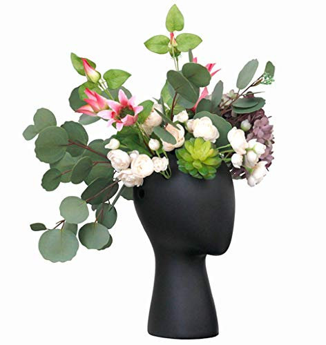 Florero de Jarrón Decor Estilo nórdico Tiesto modelo de la cabeza Human Abstract florero de cerámica Retrato Disposición agujero redondo Flor de contenedores Inicio Sala de estar Decoración del florer