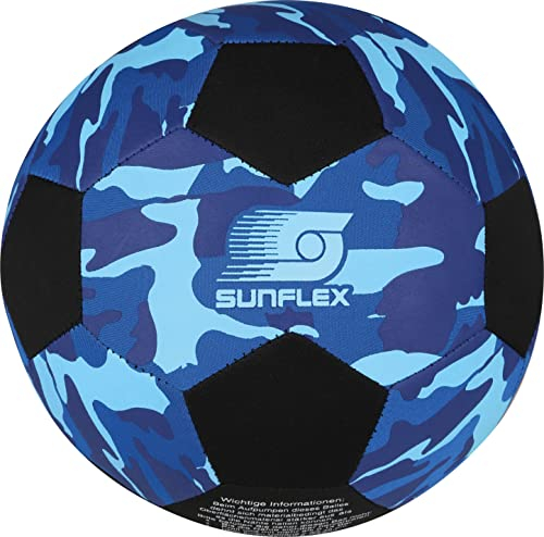 Sunflex Neopren Zubehör Fußball CAMO Blue | Beach-Fußball zum Barfuß Spielen | weich und robust für Strand, Wiese und Wasser | für Jede Altersgruppe