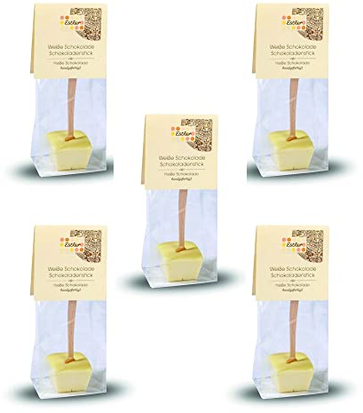 Esther Schokoladenstick weiße Schokolade | Heisse weiße Schokolade 5er Pack | kleine Geschenkidee in der kalten Jahreszeit oder zu allen Anlässen wie Geburtstag, Muttertag oder Weihnachten
