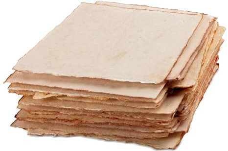 Wanderings Carta per Acquerello Vintage Spessa Fatta a Mano con Bordo Irregolare – 20×20 cm – 300 GSM – 25 Fogli Sfusi – Carta Anticata Pressata a Caldo per Tecniche Miste in Cotone Riciclato