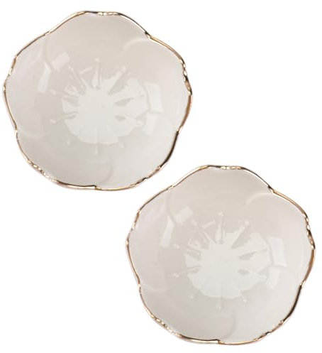 GOOHOCHY 2 Pz Piatti Di Porcellana Forma Fiore 2.8 Pollici Piattino Per Salse Condimenti Ceramica Per Sushi Cucina Bbq Picnic