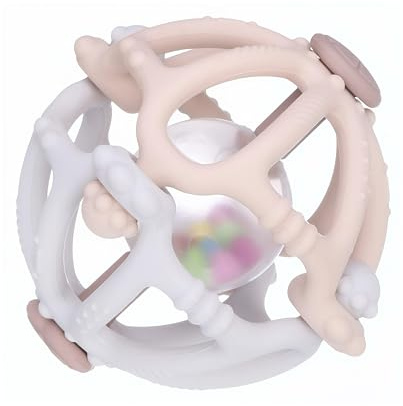 Colifree® - Mordedor bebé 0-6 meses en forma de pelota blanda con agujeros, texturas y sonajero, blandito y de fácil agarre, juguete denticion bebé