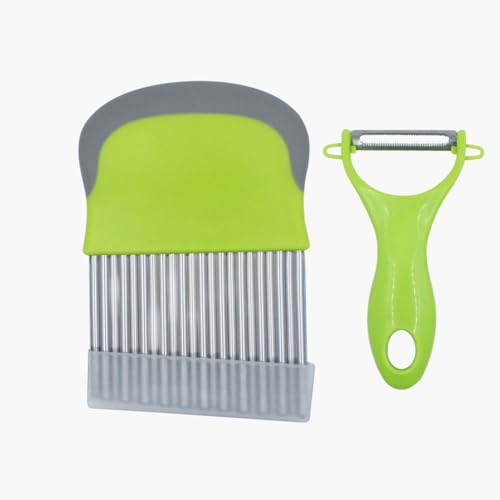 SHUNCHG Acciaio Inox Coltello Tagliapatate a Onde Coltello per Spelucchiare Patatine Fritte Coltello Scanalato Utensili da Cucina per Frutta Verdure