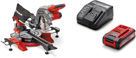 Einhell Akku-Zug-Kapp-Gehrungssäge TE-SM 36/8 L Li Power X-Change (36 V, max. 65 mm x 305 mm Schnitttiefe/-breite, Ø 216 mm Sägeblatt, neigbarer Sägekopf, inkl. 3,0 Ah Plus Akku und Ladegerät)