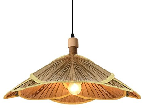 XLFCHGB Luces Colgantes Lámpara Colgante Creativa Única Hecha De Hojas De Palma Lámpara De Araña Tejida Para Sala De Estar Luz Colgante De Bambú Rústica Para Isla De Cocina, Comedor, Bar, Cafetería
