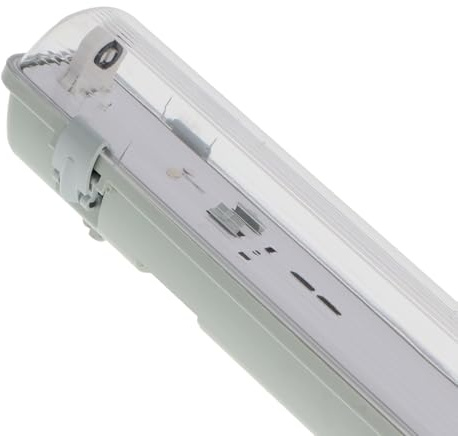 Pantalla Estanca para tubo LED 1200 mm, resistente al agua, ideal para iluminación en ambientes húmedos y exteriores.