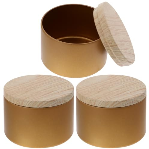 SEWACC 3 Pièces Pot de Bougie bougeoir Chandelier Bocaux à Bougies DIY Candle Bol à boîte de Vide Fournitures pour la Maison récipient en Fer pour Le Fer Golden