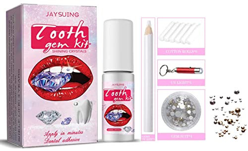 Gonetre Kit de Gemas para Dientes con Pegamento, Gemas para Dientes, Kit de Piedras Preciosas para Dientes, Cristales, Decoración de Dientes, Diferentes Colores, Diamantes de Imitación