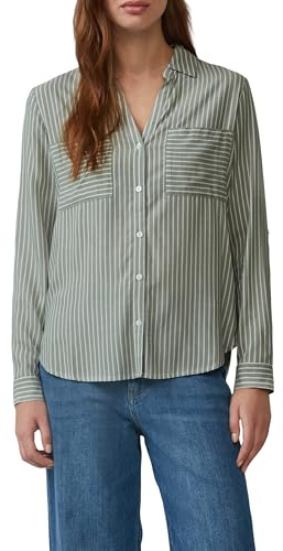 s.Oliver Blusa de Rayas con Bolsillos de Parche Verde Claro 42