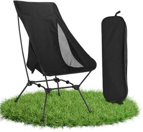 Builrand Silla de camping plegable, silla de camping plegable con bolsa de transporte, hasta 120 kg, ligera silla plegable para camping, picnic, pesca, senderismo y trekking
