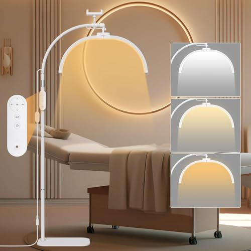 Half Moon Lamp, Foldable Half Moon Light with 3 Color Temperature & 5 Brightness,Phone Holder & 360° Rotating Head, Adjustable Lash Light for Eyelash Extensions, Nail Tech, Tattoo,Beauty Salon