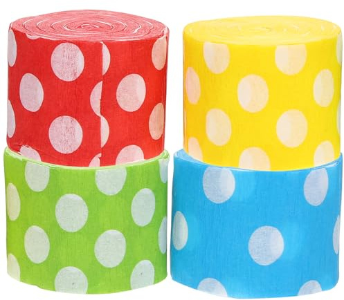 TOYANDONA 8 Pezzi Stelle Filanti di Carta Crespa a Pois Colorate per Feste, Decorazioni Fai da Te e Compleanni, Carta Leggera per Addobbi Shower e Matrimoni