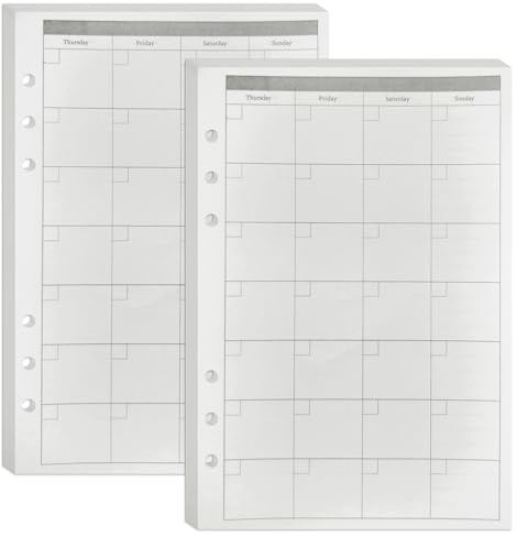 DY.2ten Feuilles de recharge Liste de tâches A5 pour classeur 6 anneaux, Recharge mensuelle A5，Papier refill classeur，90 feuilles/180 pages, Insert planner, papier 100g/m²