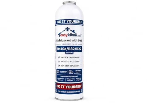 EasyKlima R32 kylmedel 400 g PlusOil – påfyllningsgas för luftkonditionering och värmepumpar – för delade och monoblocksystem – stark kylningsprestanda – tillförlitlig kvalitet för effektiv kylning