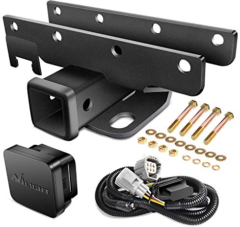 Nilight JK-61A 2' Inch Rear Bumper Tow Trailer Hitch Receiver Kit, Compatible for 2007-2018 Jeep Wrangler JK 4 Door & 2 Door Unlimited, w 4-Pin Wiring Harness, Exclude JL Models