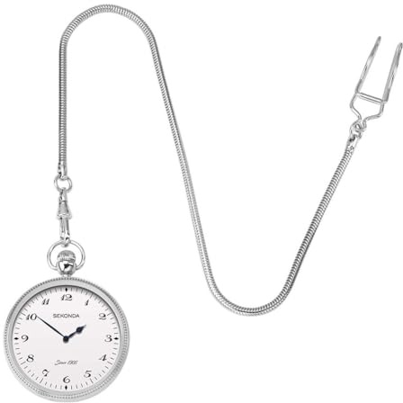 Sekonda Mens White Dial Silver Coloured Pocket Watch 1792
