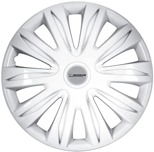 MICHELIN Radkappe MX-FW 14 Zoll Universal Radzierblende Feline | 4 er Set Fürs Auto | ABS Kunststoff | Night-Vision-System Weiß