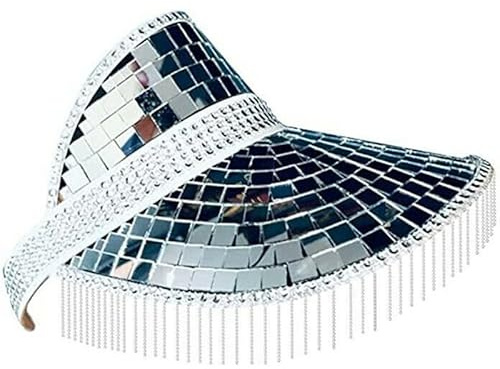 Disco Ball Festival Visor Sun Visor Hat for Women Men One Size Adjustable Beach Golf Headwear Outdoor Sunhat Cap Silver