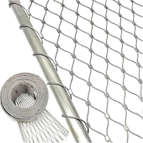 Malla Metálica Red De Alambre De Pollo Galvanizado, Flexible Cable De Malla De Acero Inoxidable Malla De Cable De Balaustrada, Red de Valla Jardín Protección Contra Obstáculos ( Color : Silver , Tamañ