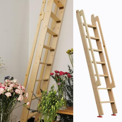 Escaleras para Áticos Escalera de Ático de Madera Maciza, Escalera de Salida de Alta Capacidad de Carga para Ventana/Sótano, Escalera de Cama Duradera con Pasamanos y Accesorios, Fácil de Instalar (